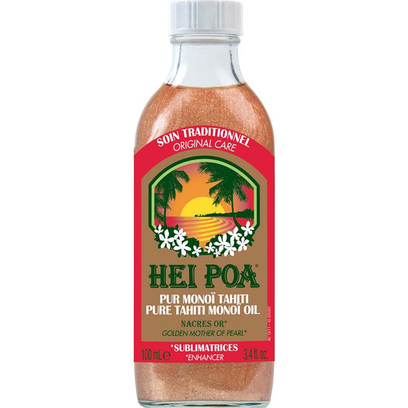 Hei Poa Monoï puro Tahití sublimadores de oro nacarado 100ml
