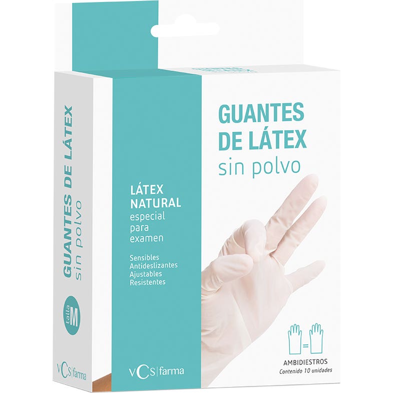 VCS Guantes Látex sin polvos Talla M 10uds