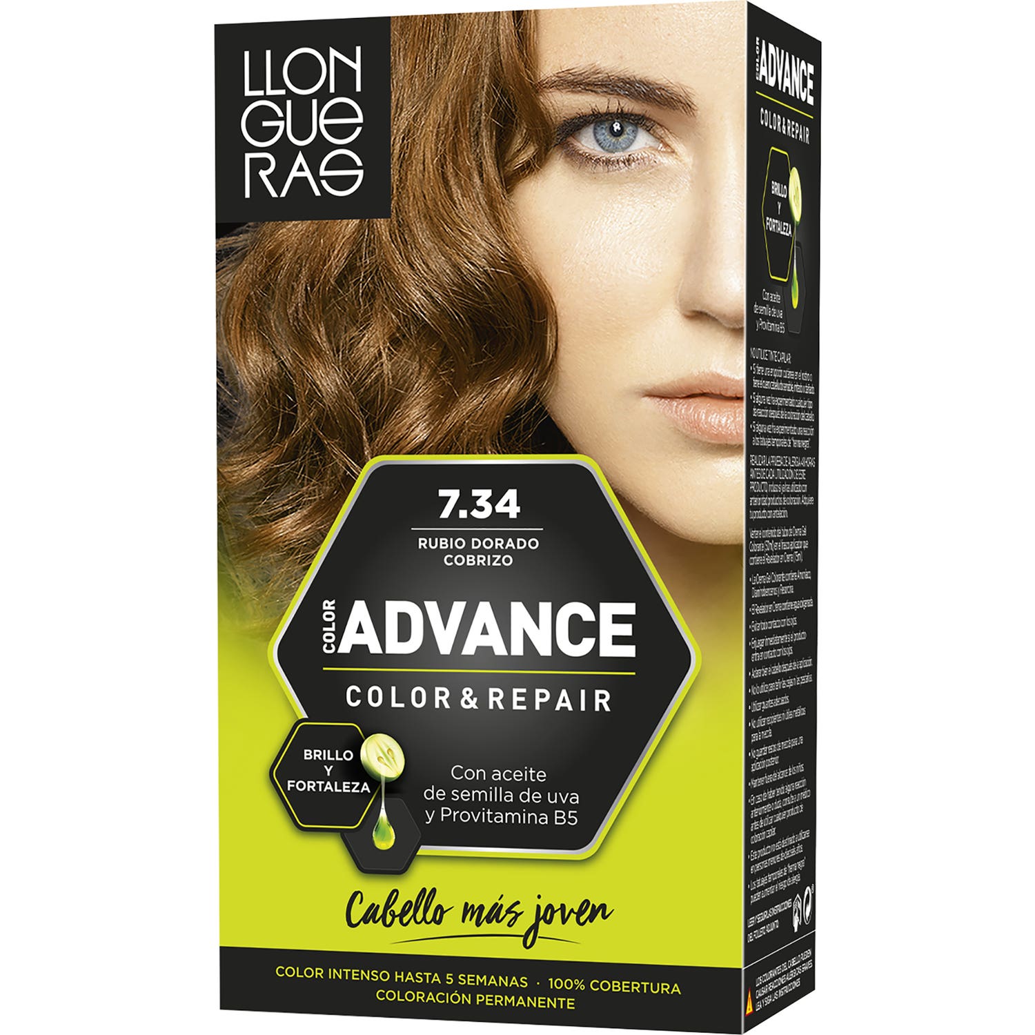 Llongueras Color Advance Tinte de Cabello N7.34 Rubio Dorado Cobrizo1ud