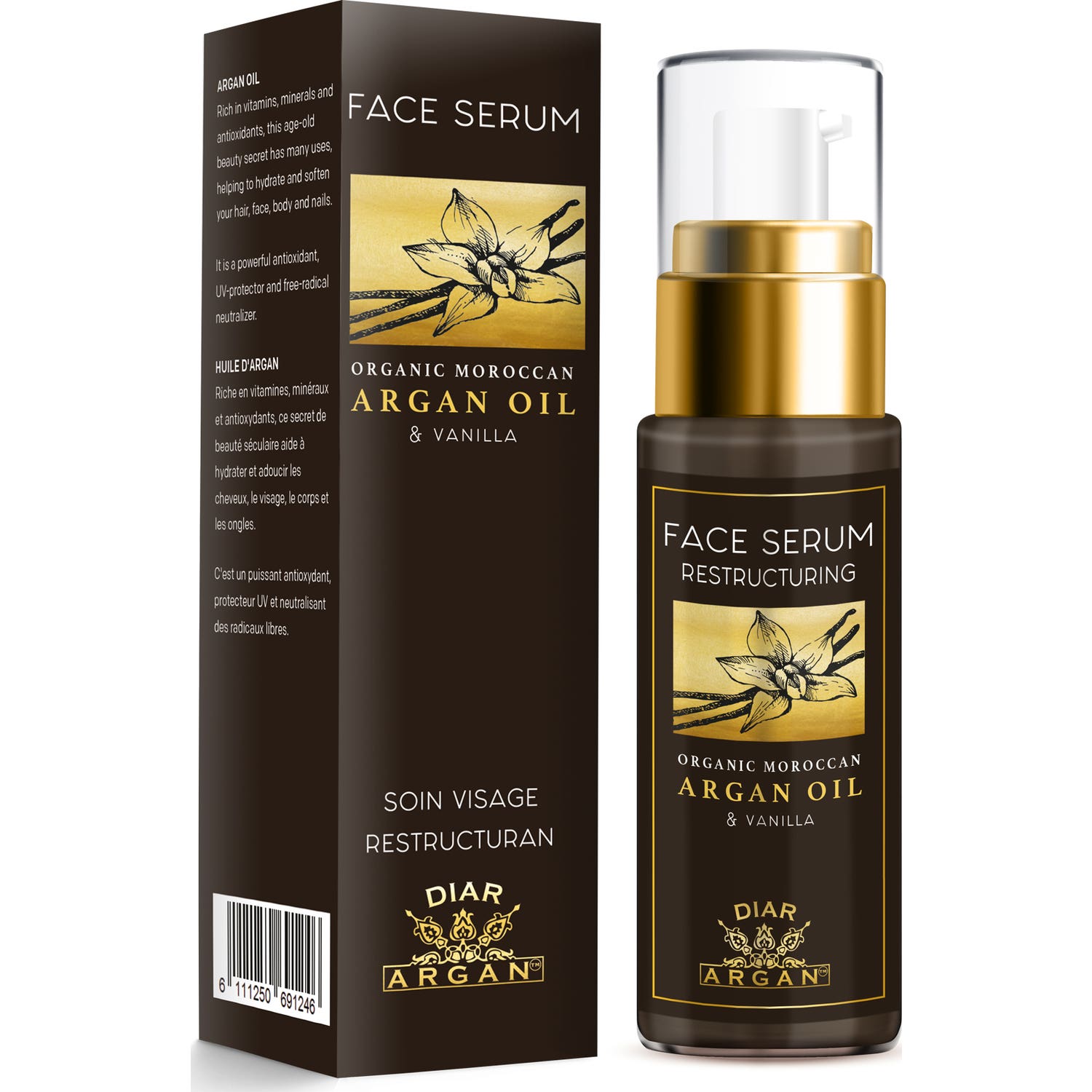 Diar Argán Sérum Facial Reestructurante Argán Puro y Vainilla 30ml