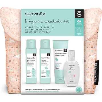 Suavinex Pack Neceser Tela Baby Care Essentials Rosa + 4 Productos