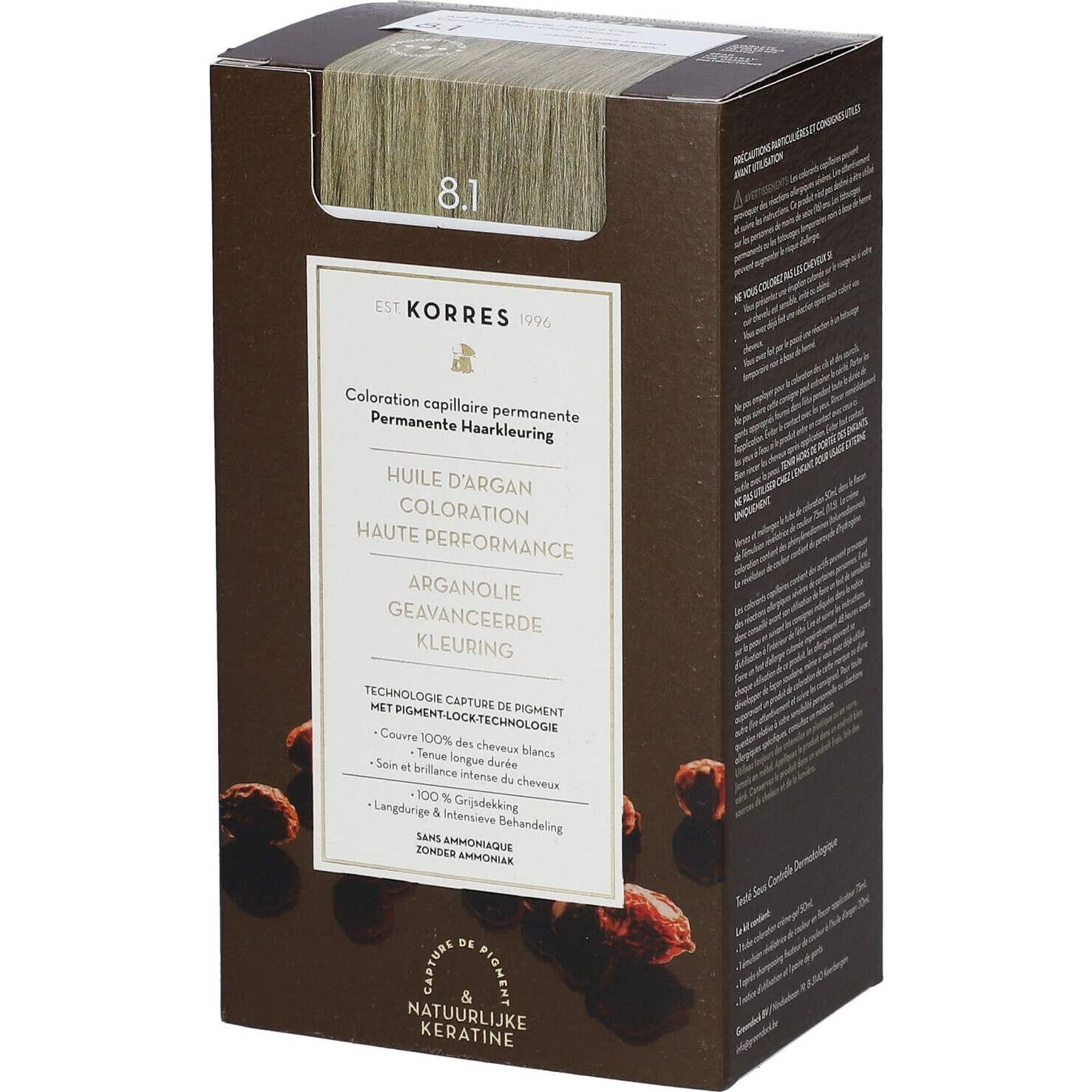 Korres Tinte Aceite de Argán 8.1 Rubio Ceniza Claro 50ml
