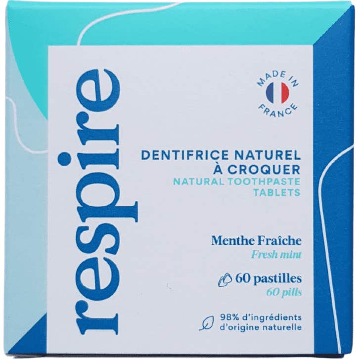 Respire Dentifrice Naturel à Croquer Menthe Fraîche 60 Pastilles