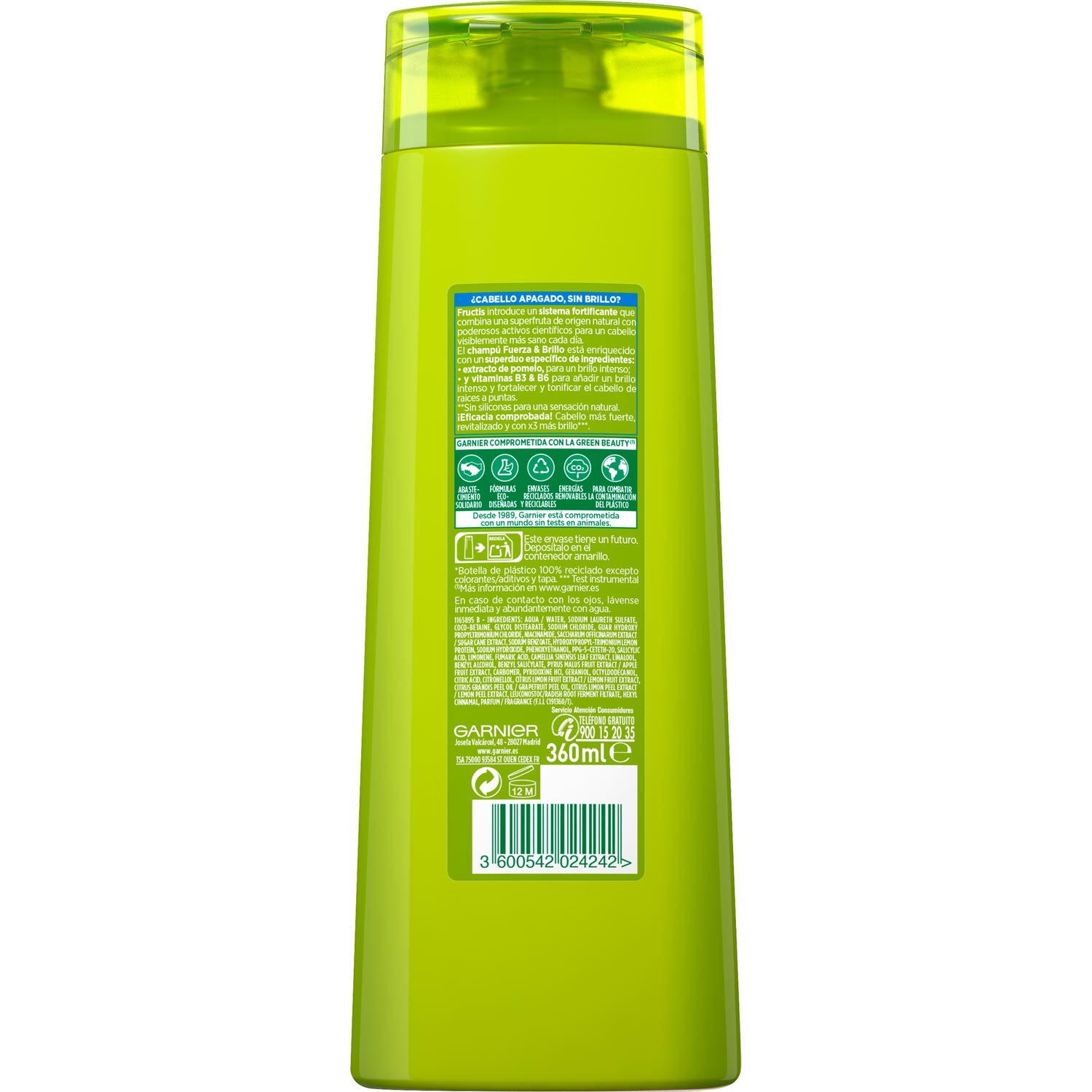 Garnier Fructis Fuerza & Brillo Champú 360ml