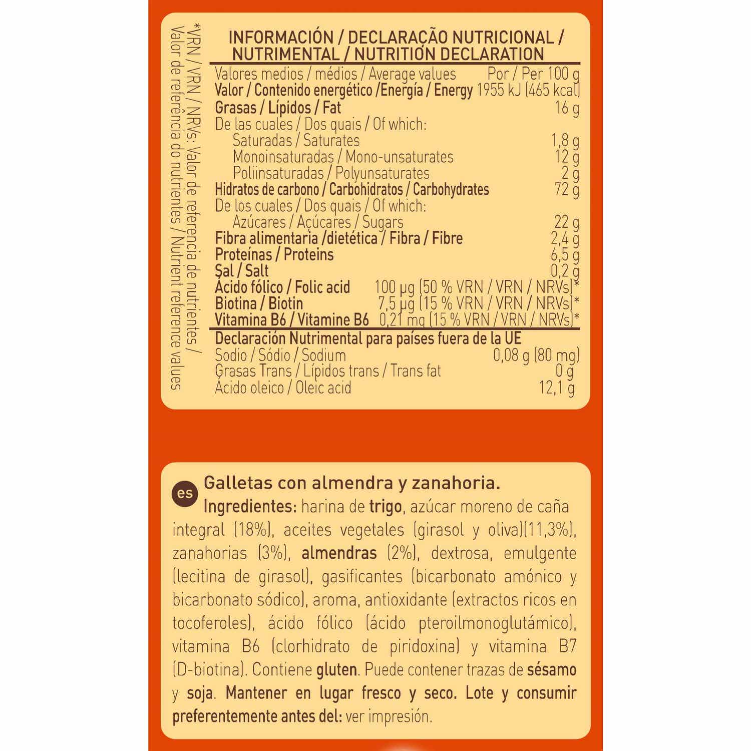 Diet-Radisson Galletas Almendras Zanahoria 220g