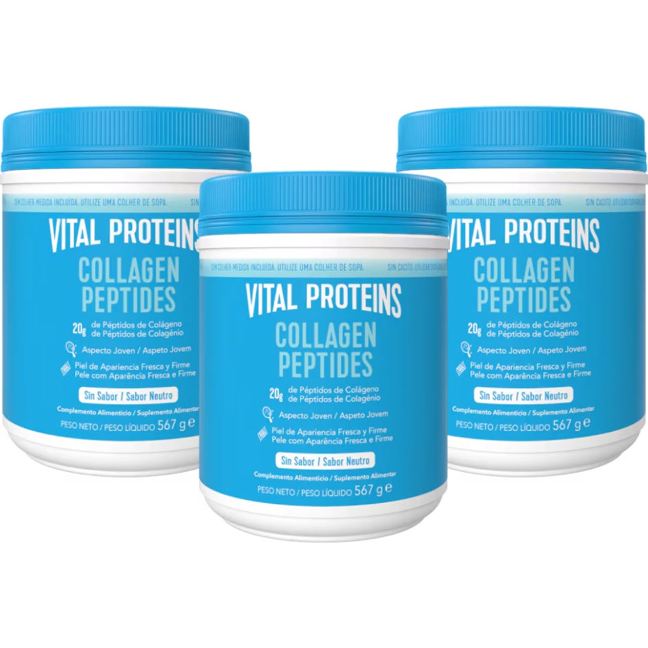Vital Proteins Pack Collagen Peptides Péptidos de Colágeno Sin Sabor 3x567g