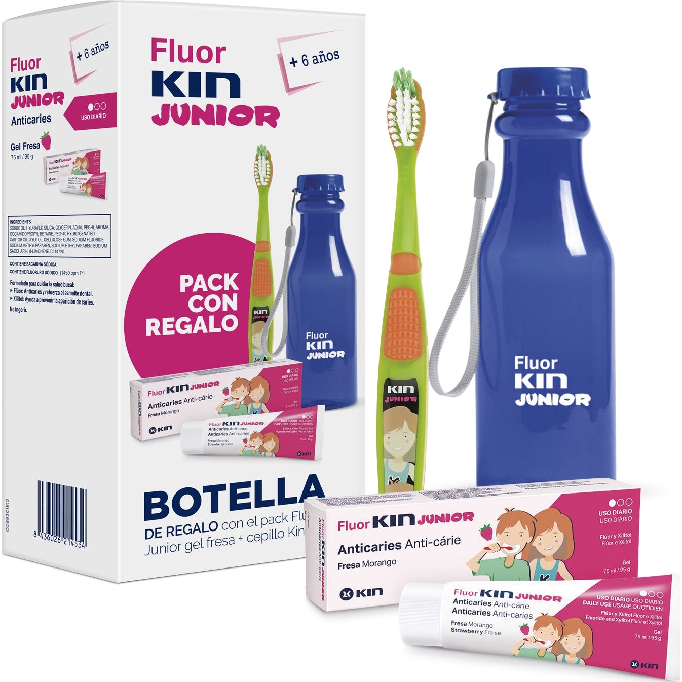 Kin Fluor Junior Gel + Cepillo + Botella