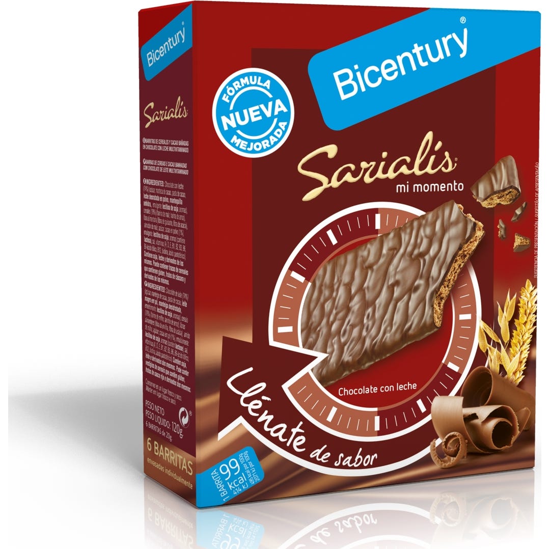 Bicentury Barritas Cereales Chocolate Leche 120g