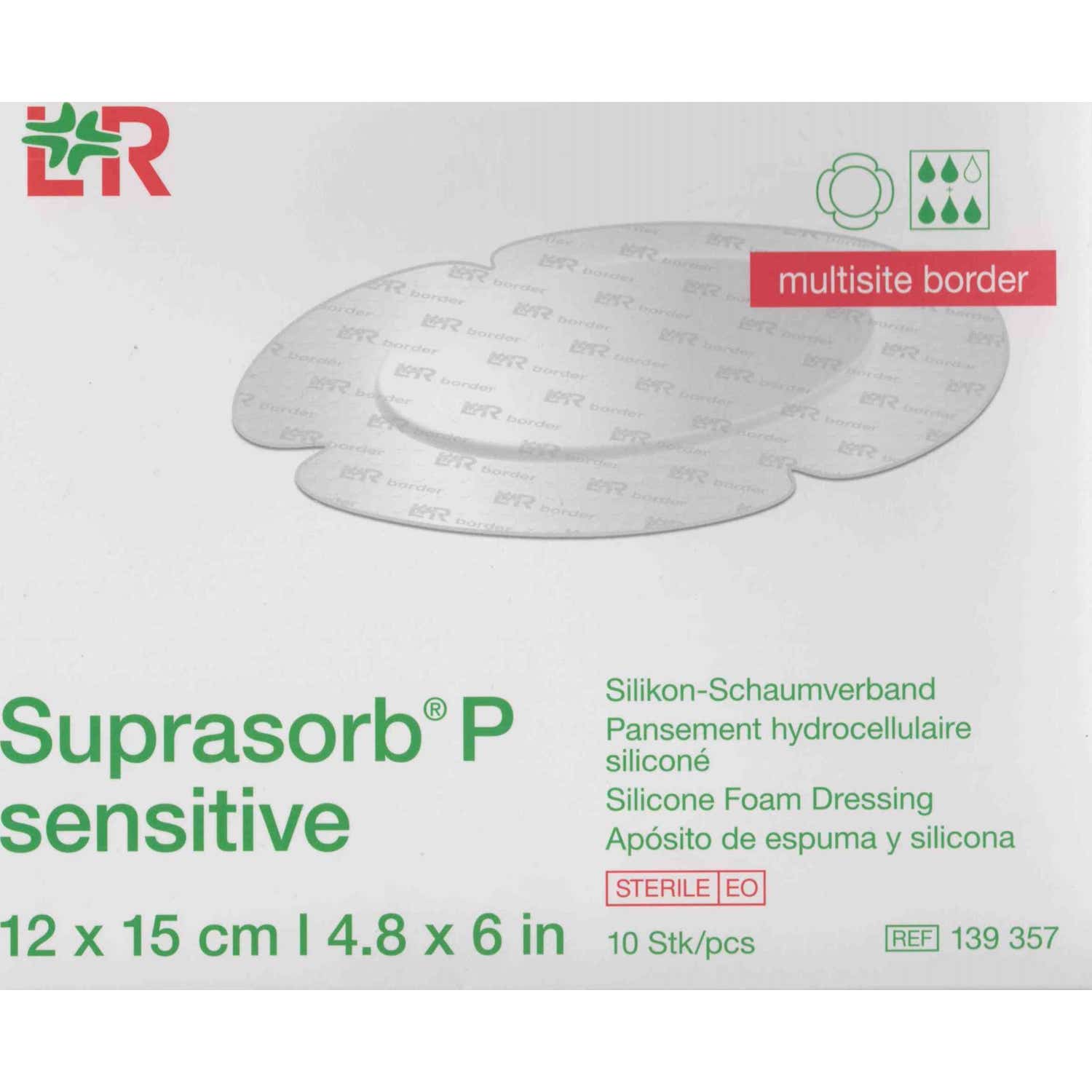 Suprasorb P Sensitive Border Apósito Multisite 12x15cm 10uds