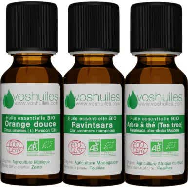 Voshuiles Kit Les 3 Aceites Esenciales Indispensables Bio