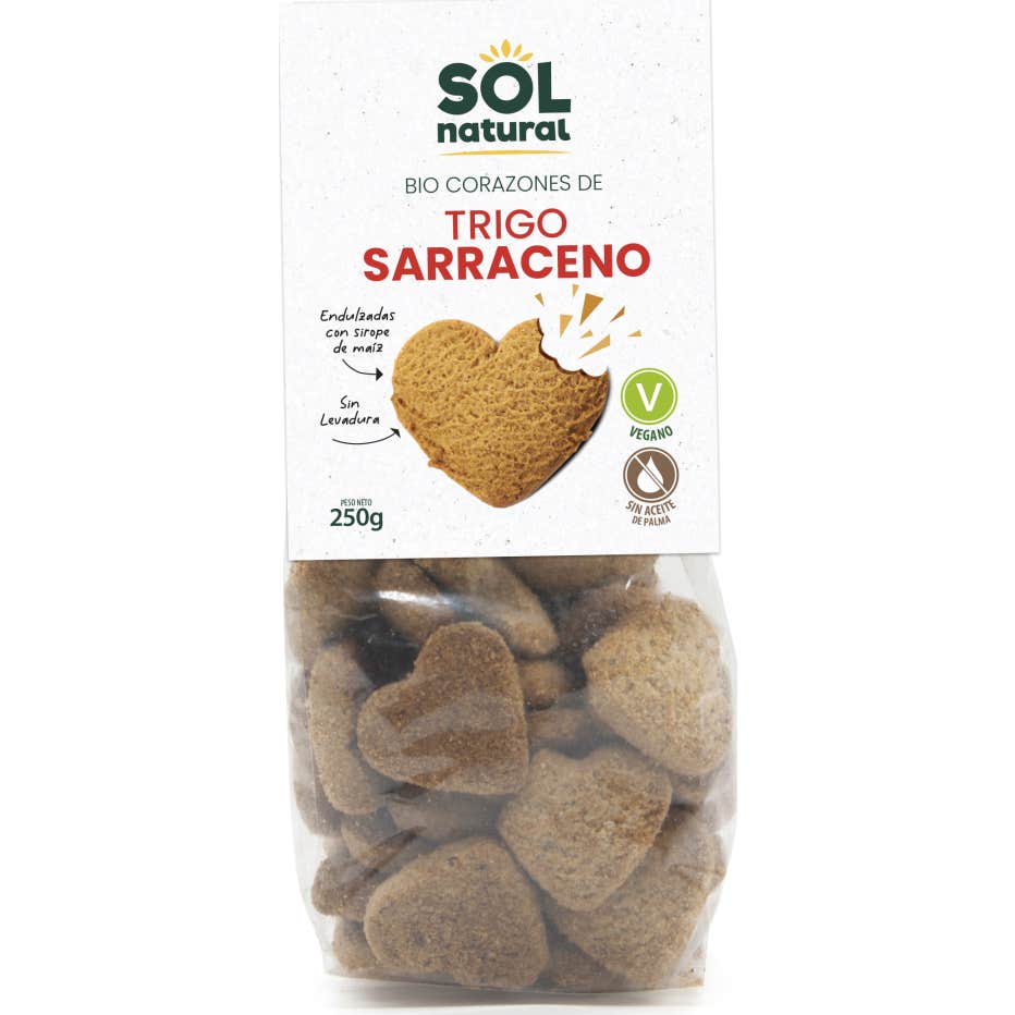 Sol Natural Corazones de Trigo Sarraceno con Sirope Maíz Bio 250g