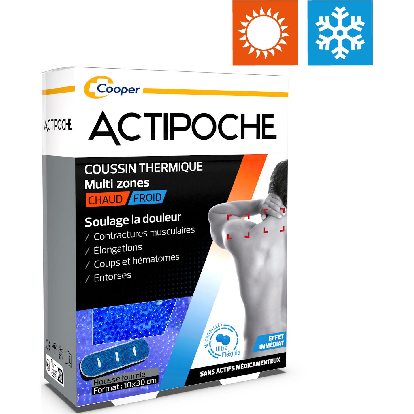 Actipoche Cojín Térmico Multi Zonas con Microperlas Frío/Caliente 10x30cm
