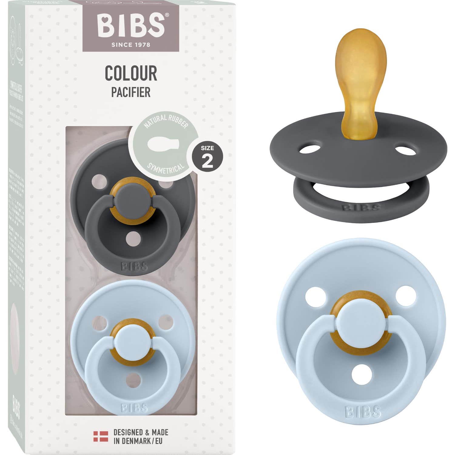 Bibs Colour Symmetrical Iron & Baby Blue T2 2uds