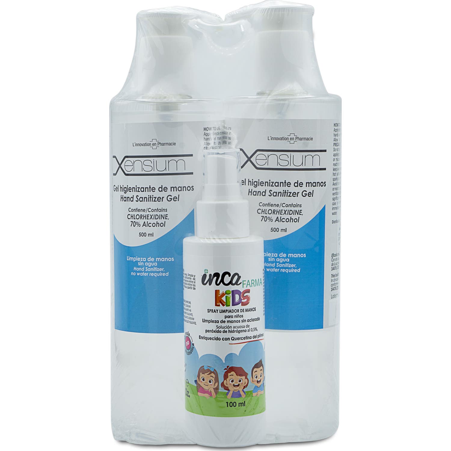 Xensium Gel Higienizante de Manos 2x500ml + Spray Niños 100ml