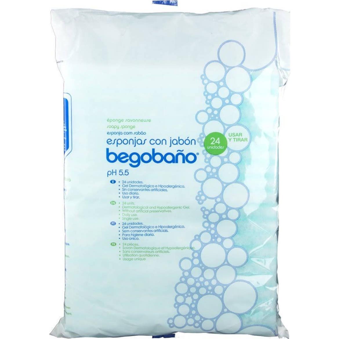 Begobaño esponja enjabonada desechable 24uds