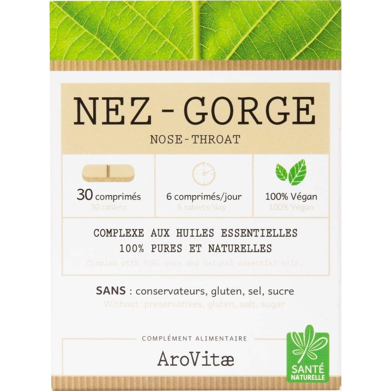 AroVitae Nez-Gorge 30 Comprimés