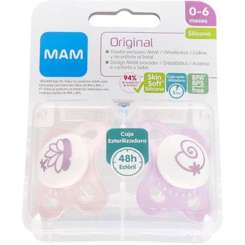 Mam Baby Chupete Silicona Original 0-6 M Rosa 2 uds
