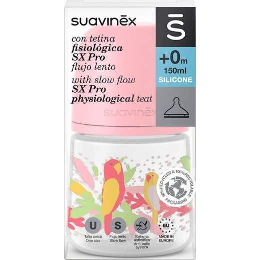Suavinex Biberón Prints Fisiológico Sx Pro Silicona Lento +0M 150 ml 1 ud