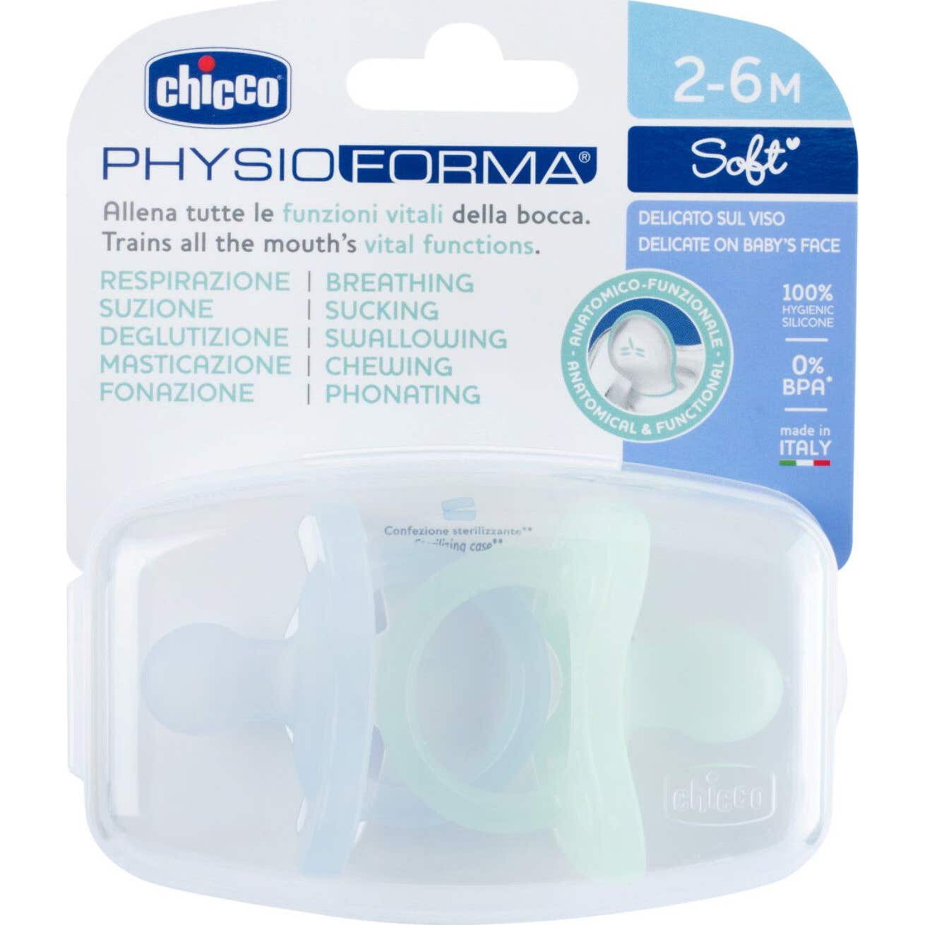 Chicco Physio Soft Chupete Azul 2-6M 2uds