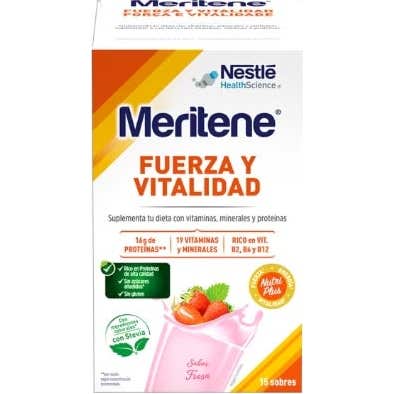 Meritene Fuerza Y Vitalidad Fresa 15 Sobres