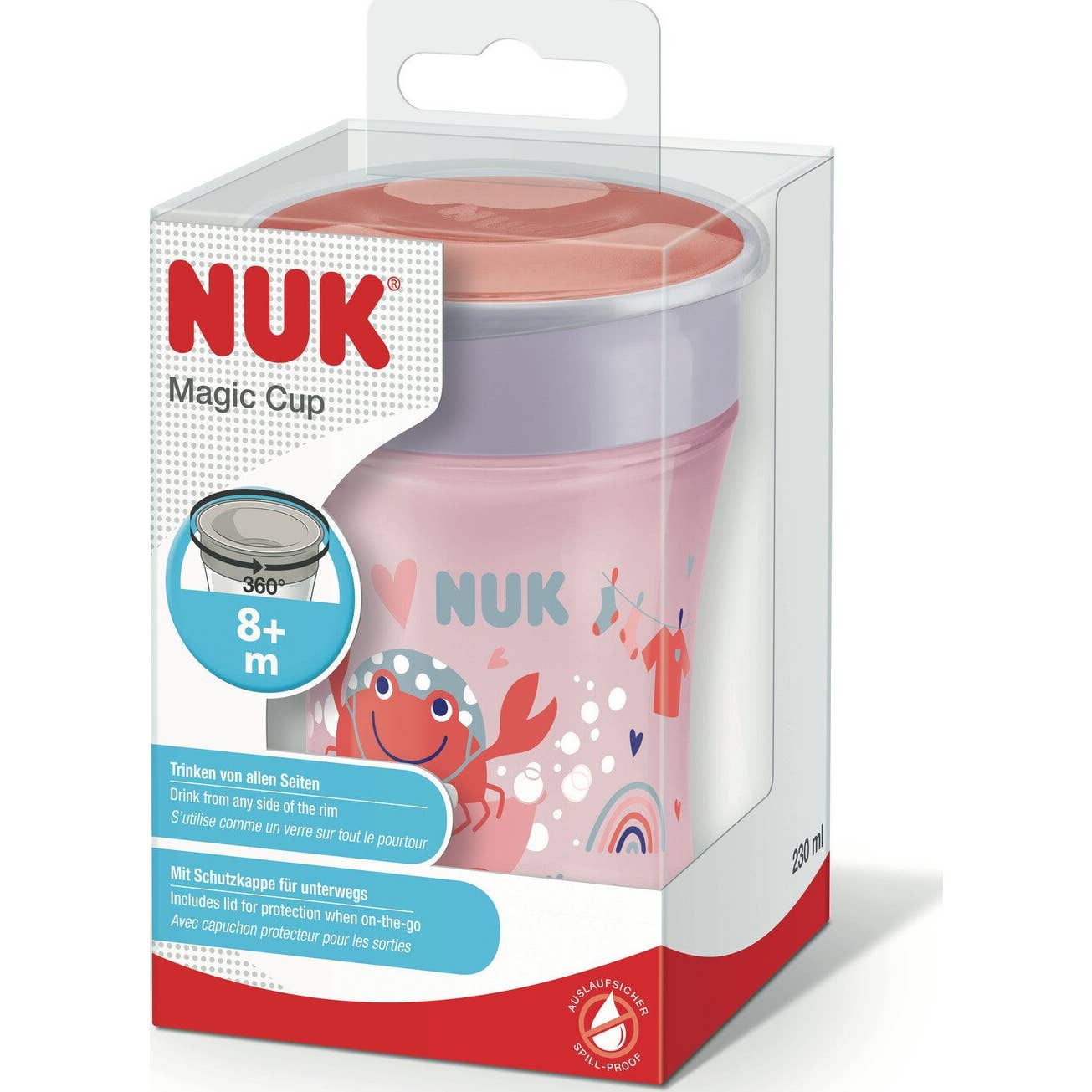 Nuk Magic Cup 8M+ Rosa Cangrejo 230ml 1ud