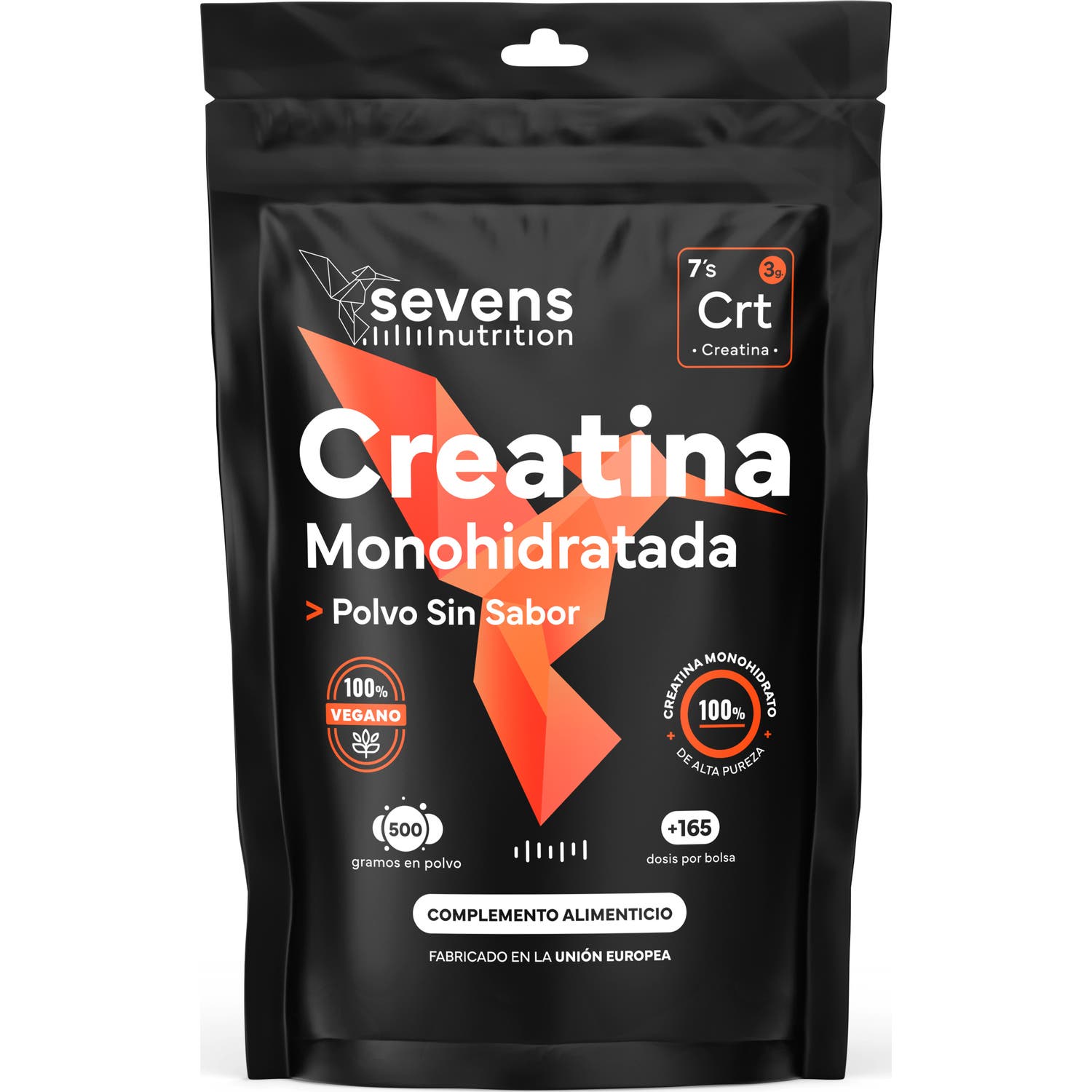 Sevens Nutrition Creatina Monohidratada en Polvo Sin Sabor 500g