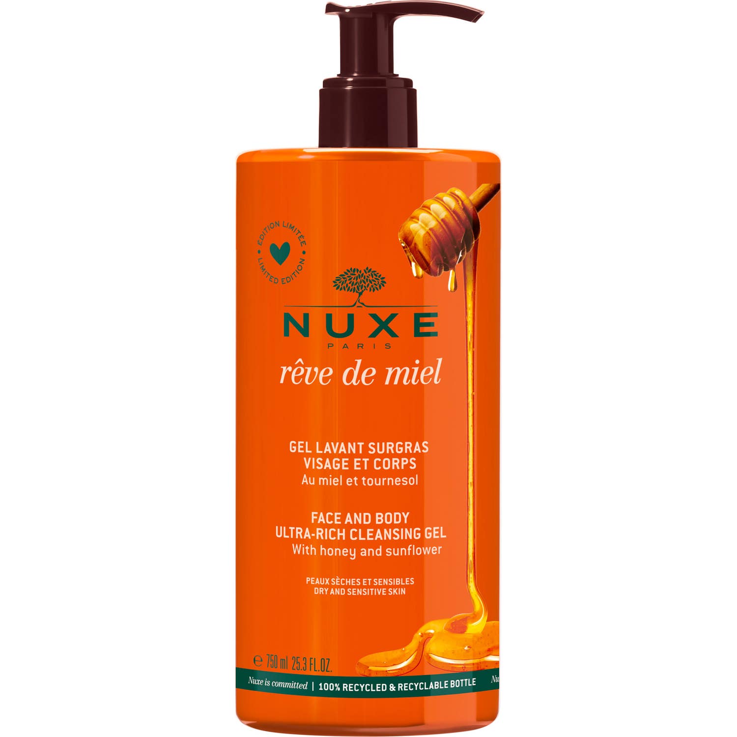 Nuxe Rêve de Miel Gel Limpiador Dermatológico Rostro y Cuerpo 750ml