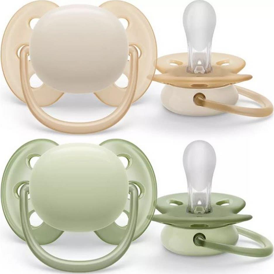 Philips Avent Ultra Soft Chupeta 0-6M Bege/Verde 2 Unidades
