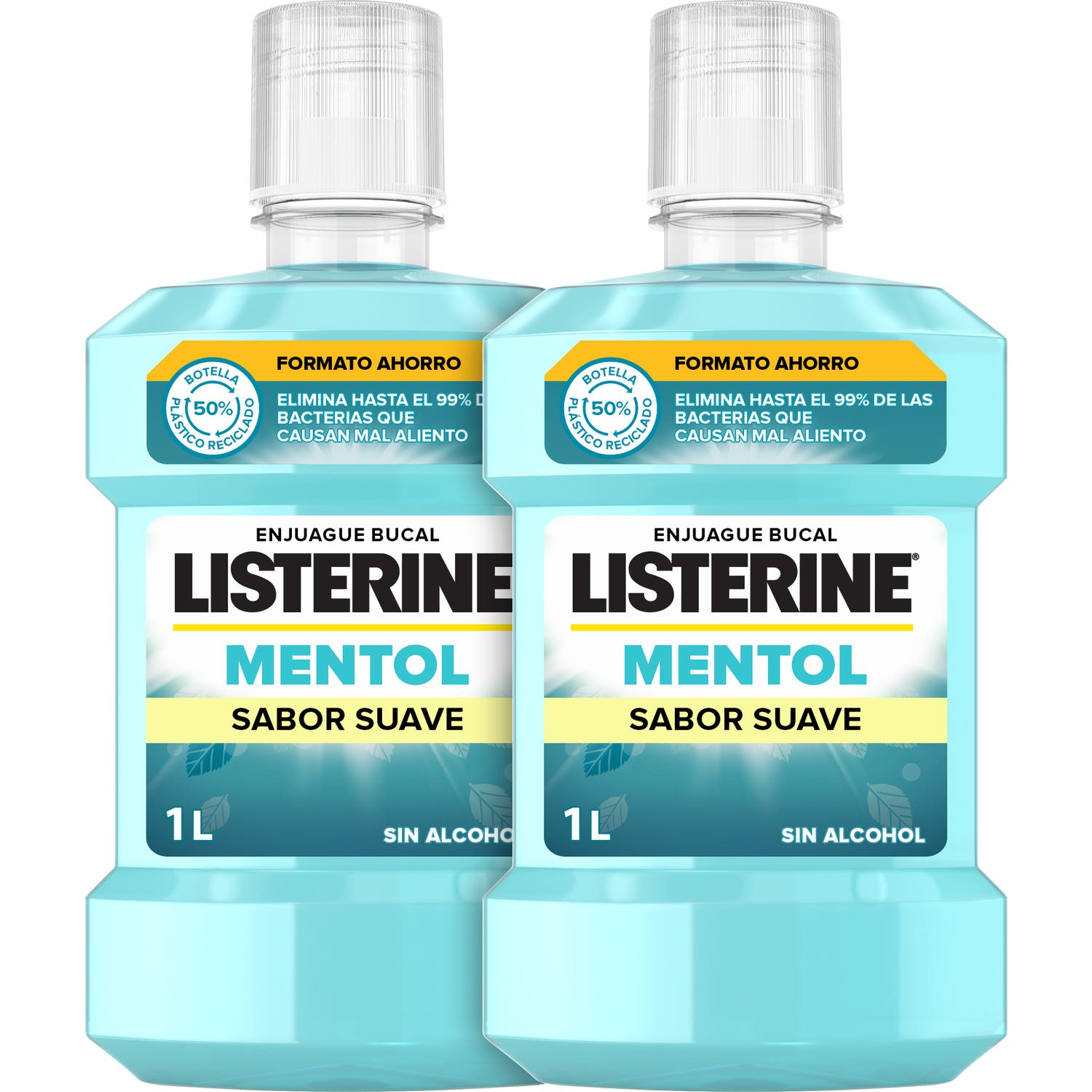 Listerine Enjuague Bucal Mentol Sabor Suave Sin Alcohol 2x1L