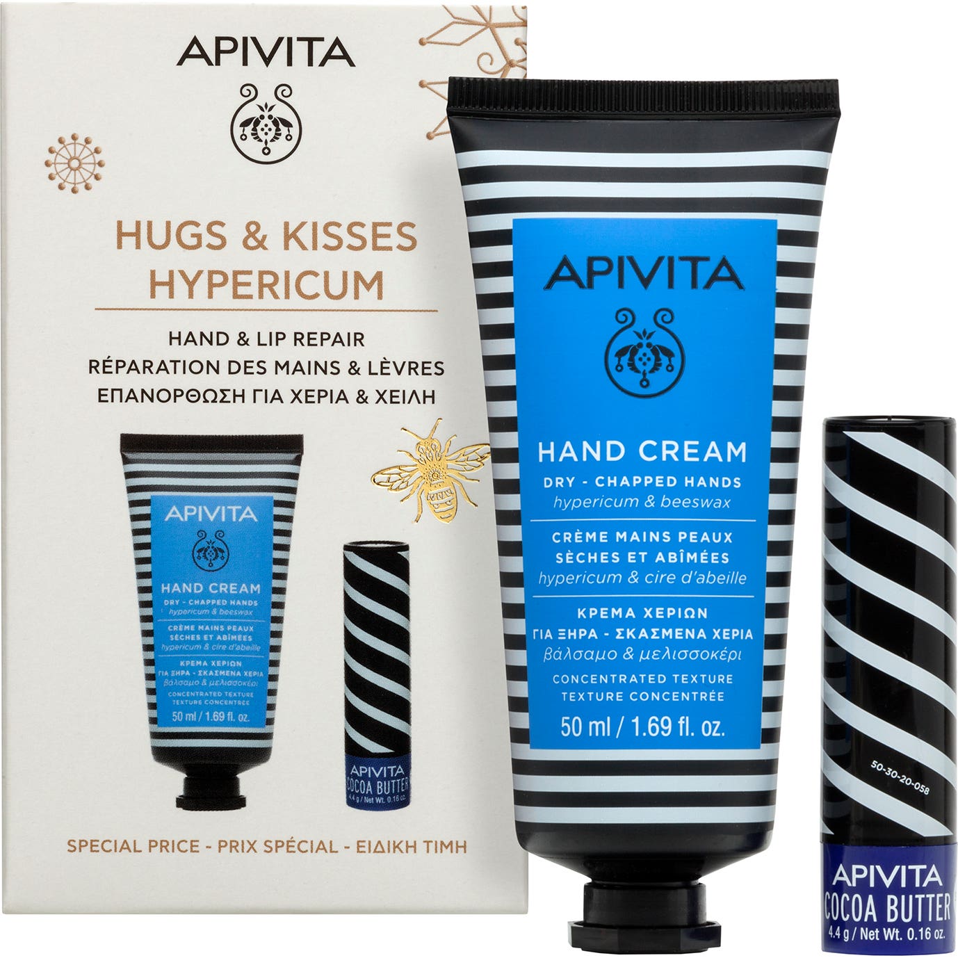 Apivita Pack Hugs & Kisses Hypericum Crema de manos 50ml + Labial 4,4g
