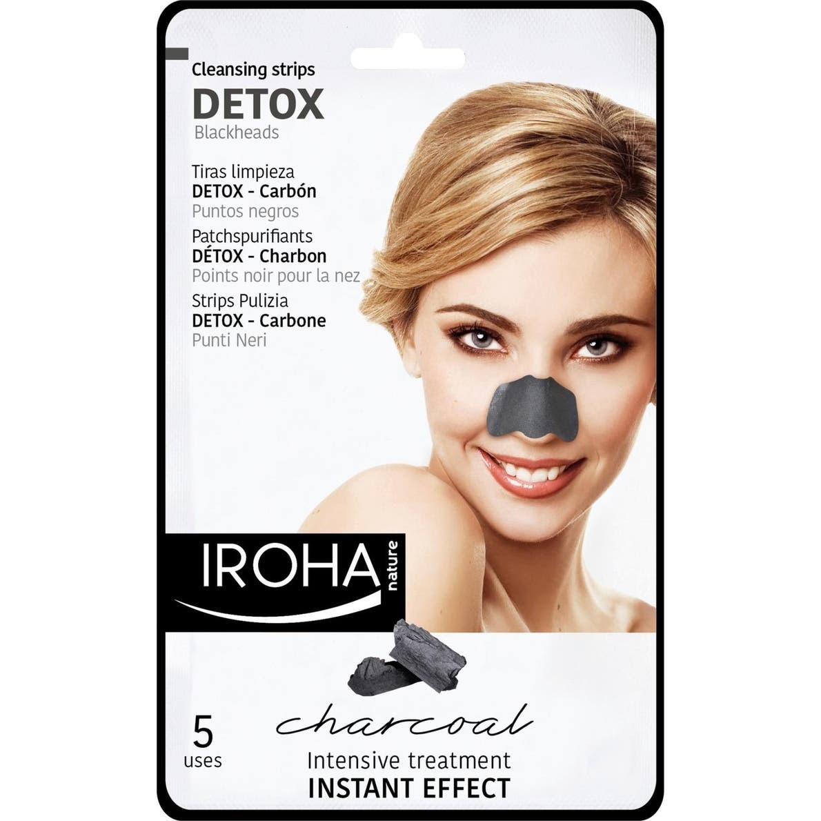 Iroha Nature Tiras Nariz Puntos Negros Detox Carbón 5 uds