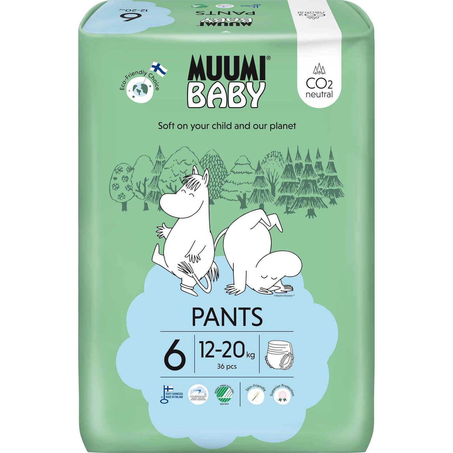 Muumi Baby Braga Pañal 12-20kg Talla 6 36uds