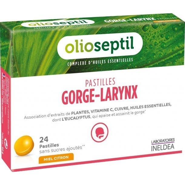 Olioseptil Pastillas Garganta Laringe Miel Limón 24uds