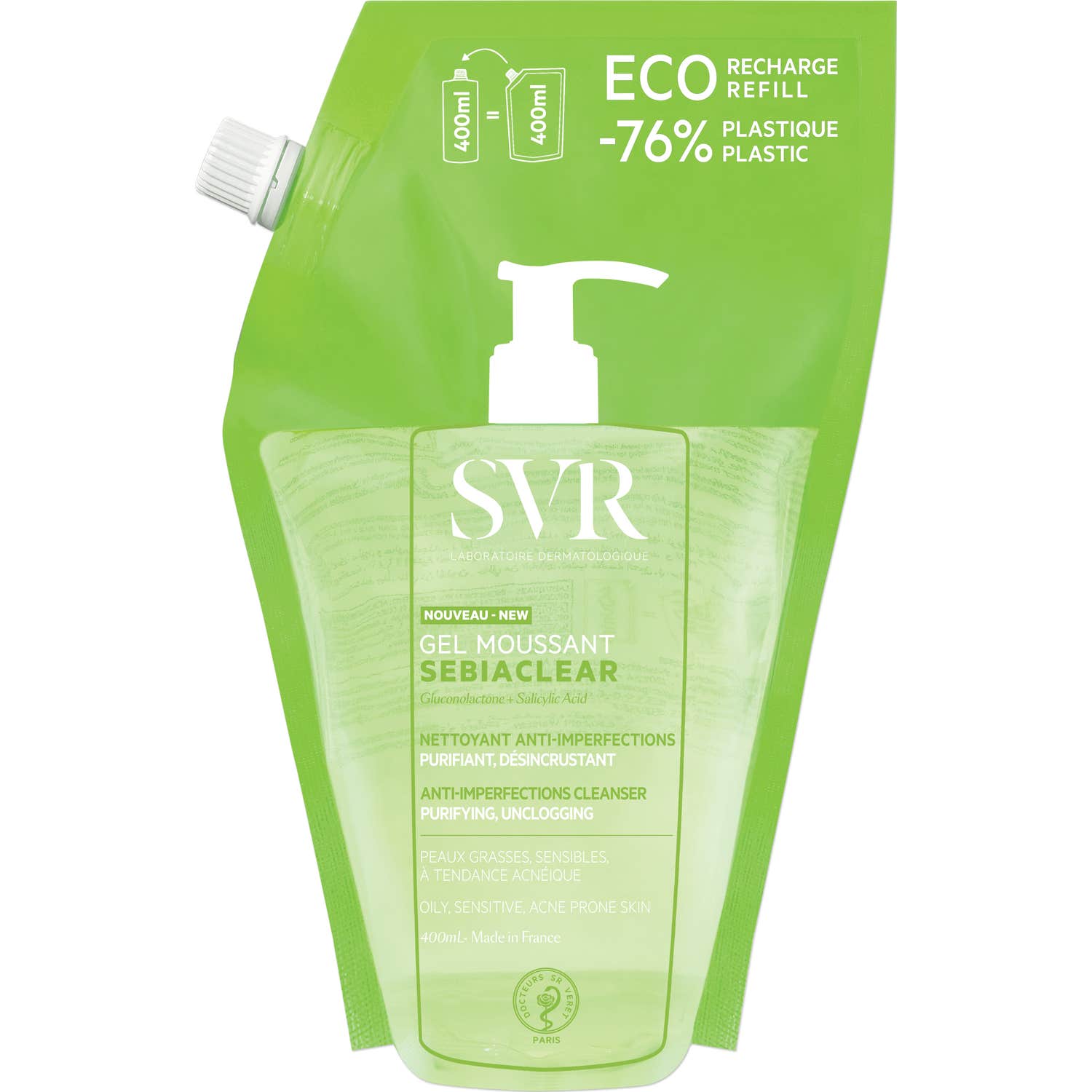 SVR Sebiaclear Gel Moussant Gel Limpiador Anti-imperfecciones Recarga 400ml