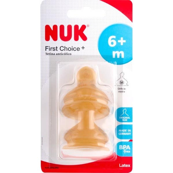 Nuk tetina látex boca ancha T2 orificio M 2 uds