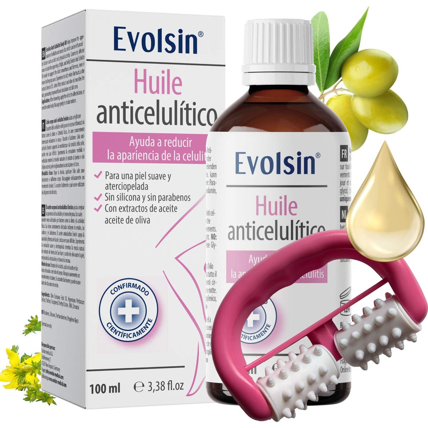 Evolsin Huile Anticelulítico 100ml + Rodillo de Masaje