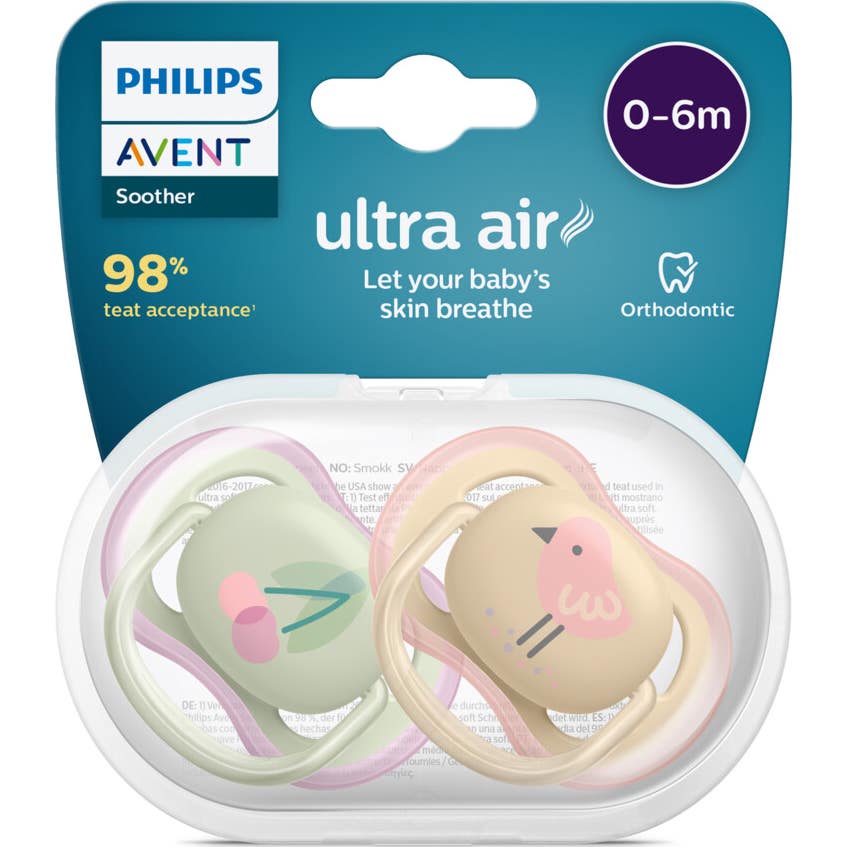 Philips Avent Ultra Air Pink Symmetrical Silicona 0-6M 2uds