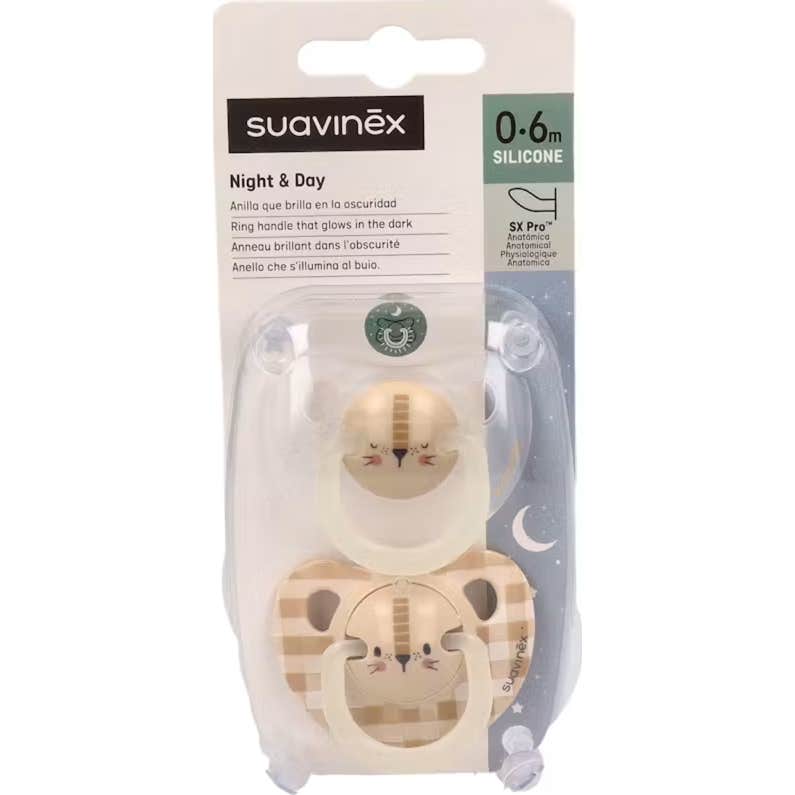 Suavinex Chupete Night & Day Anatómico Silicona 0-6m 2uds