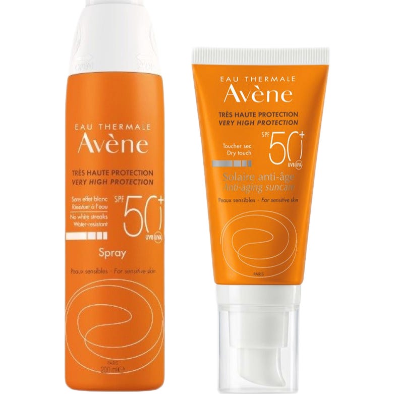 Avène Pack Solar Antiedad SPF50+ 50ml + Spray Solar SPF50+ Pieles Sensibles 200ml