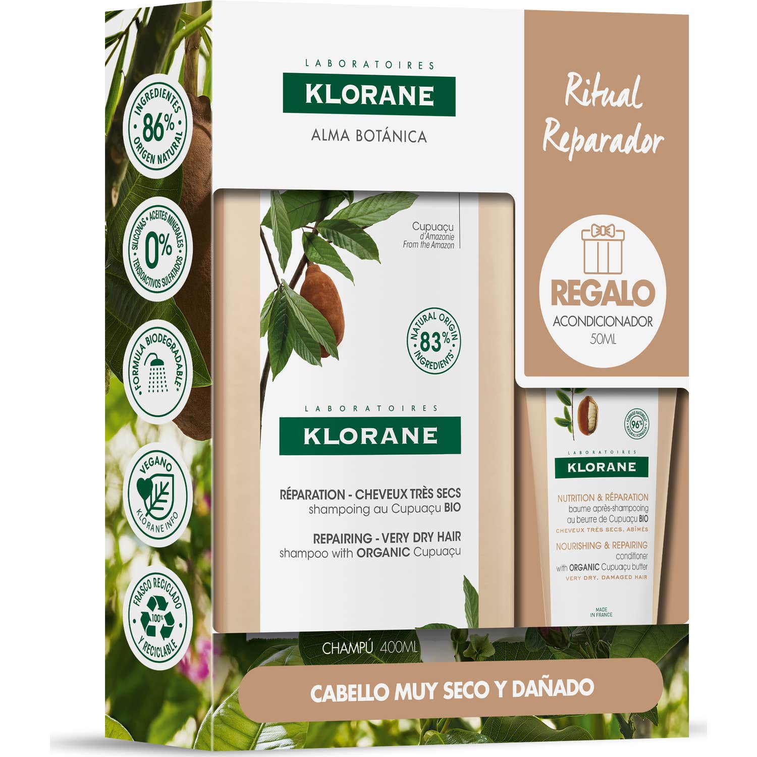 Klorane Champú al Cupuaçu 400ml + Acondicionador al Cupuaçu 50ml