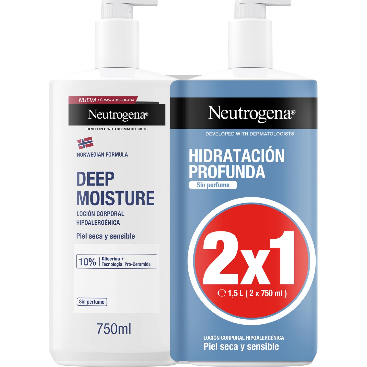 Neutrogena Pack Hidratación Profunda Sin Perfume 2x750ml