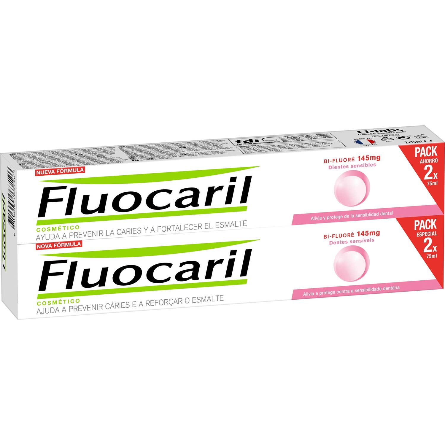 Fluocaril® Bi-fluoré Dientes Sensibles Pack 2 Unidades x 75ml