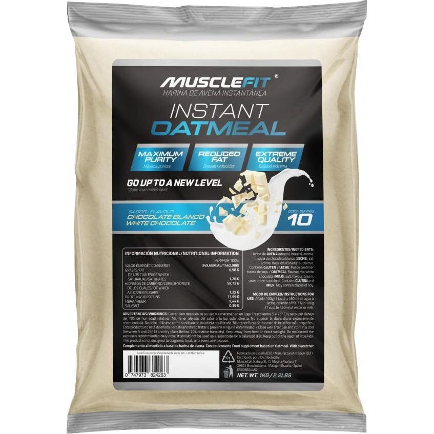 MuscleFit Harina de Avena Sabor Chocolate Blanco 1kg