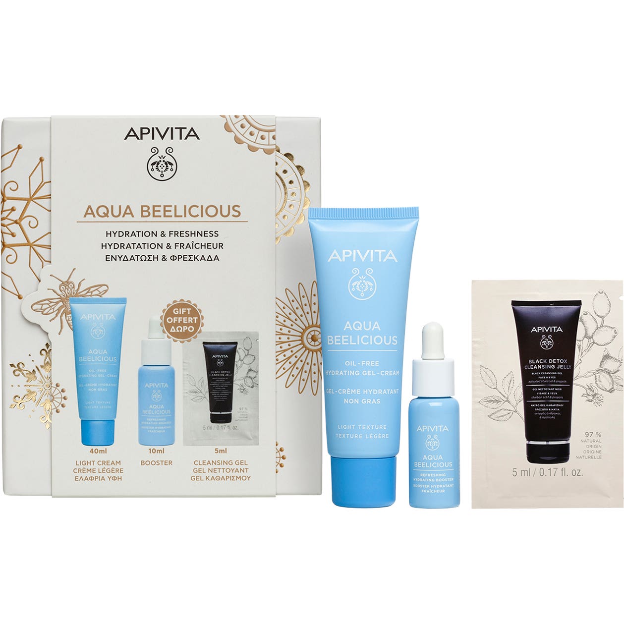 Apivita Pack Aqua Beelicius Light Hydrating Gel 40ml + Booster Gift 10ml + Cleansing Gel 5ml