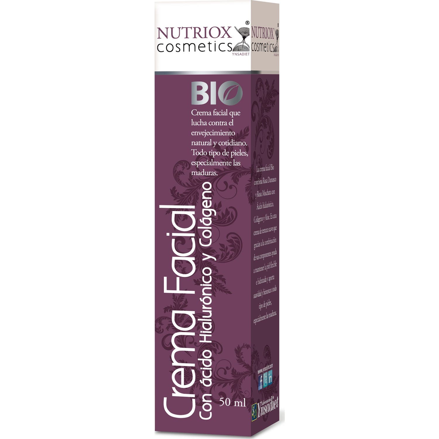 Nutriox Cosmetics Crema Facial Ácido Hialurónico y Colágeno 50 ml
