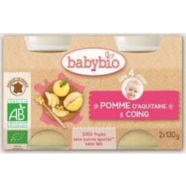 Tarro de Manzana Orgánico Babybio para Membrillo en 4 meses 2x130 g
