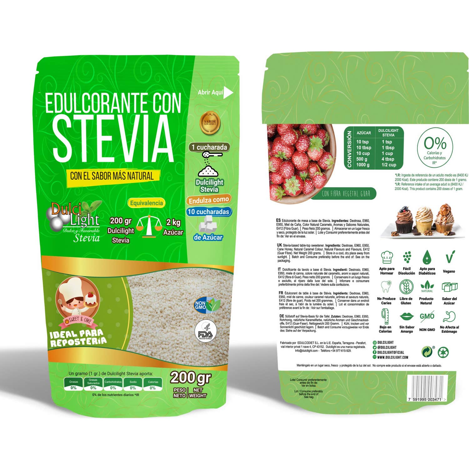 Dulcilight Edulcorante con Stevia Granulada 200g