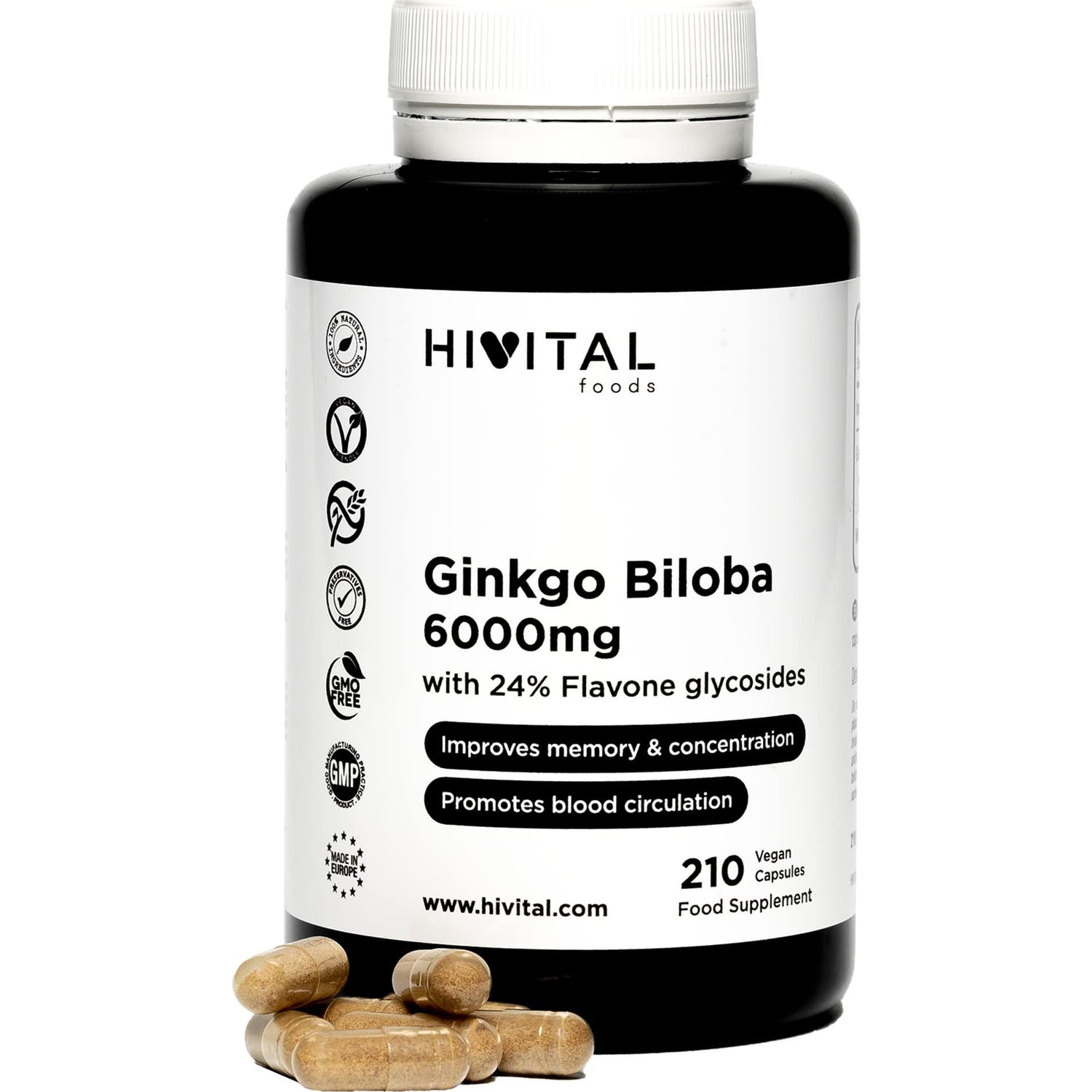 Hivital Foods Ginkgo Biloba 6000mg 210caps