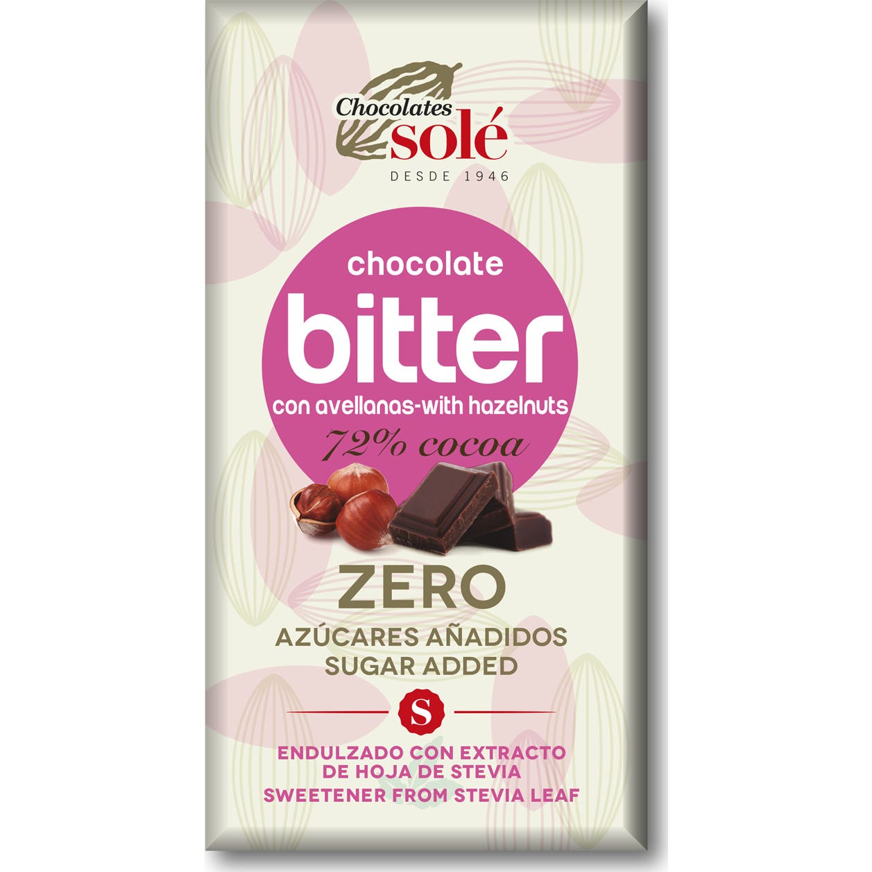 Chocolates Sole Chocolat Bitter 72% Zero con avellanas 100g