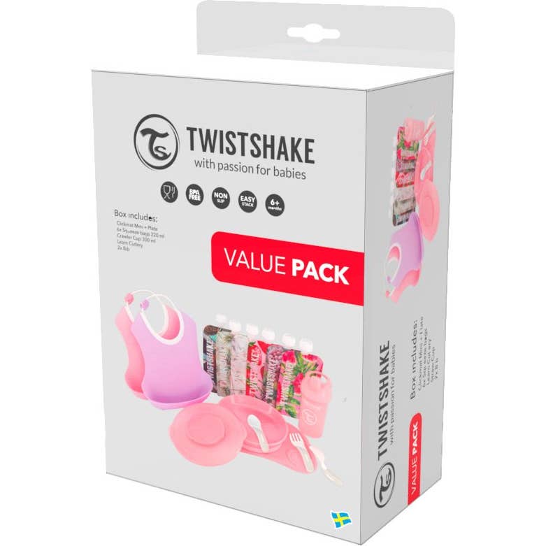 Twistshake Pack Tableware Bundle Baberos Color Rosa